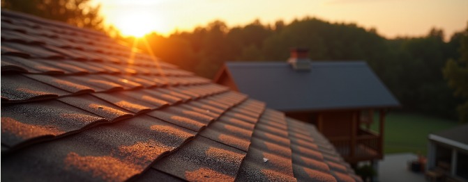 Roof tiles on a Kenyan-style residential building